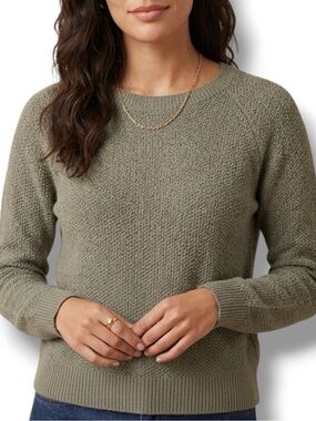 ⁠Madewell NWOT Cotton Textured Knit Crossover Pullover Sweater Moss Green XL